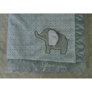 Wendy Bellissimo I Love You Elephant Baby Blanket Gray White Polka Dot Lovey